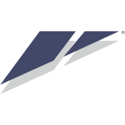 A blue and gray logo with transparent background